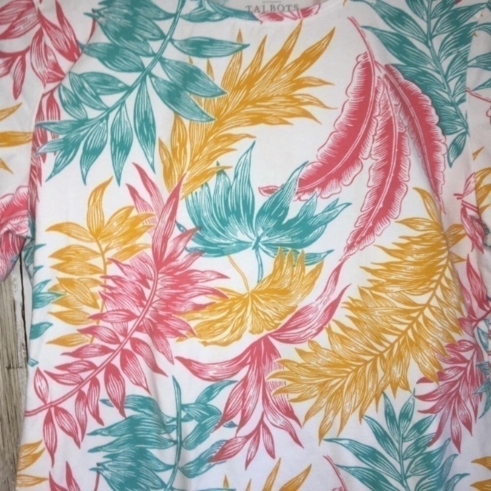 Talbots White Palm Leaf Tee - Picture 4 of 4